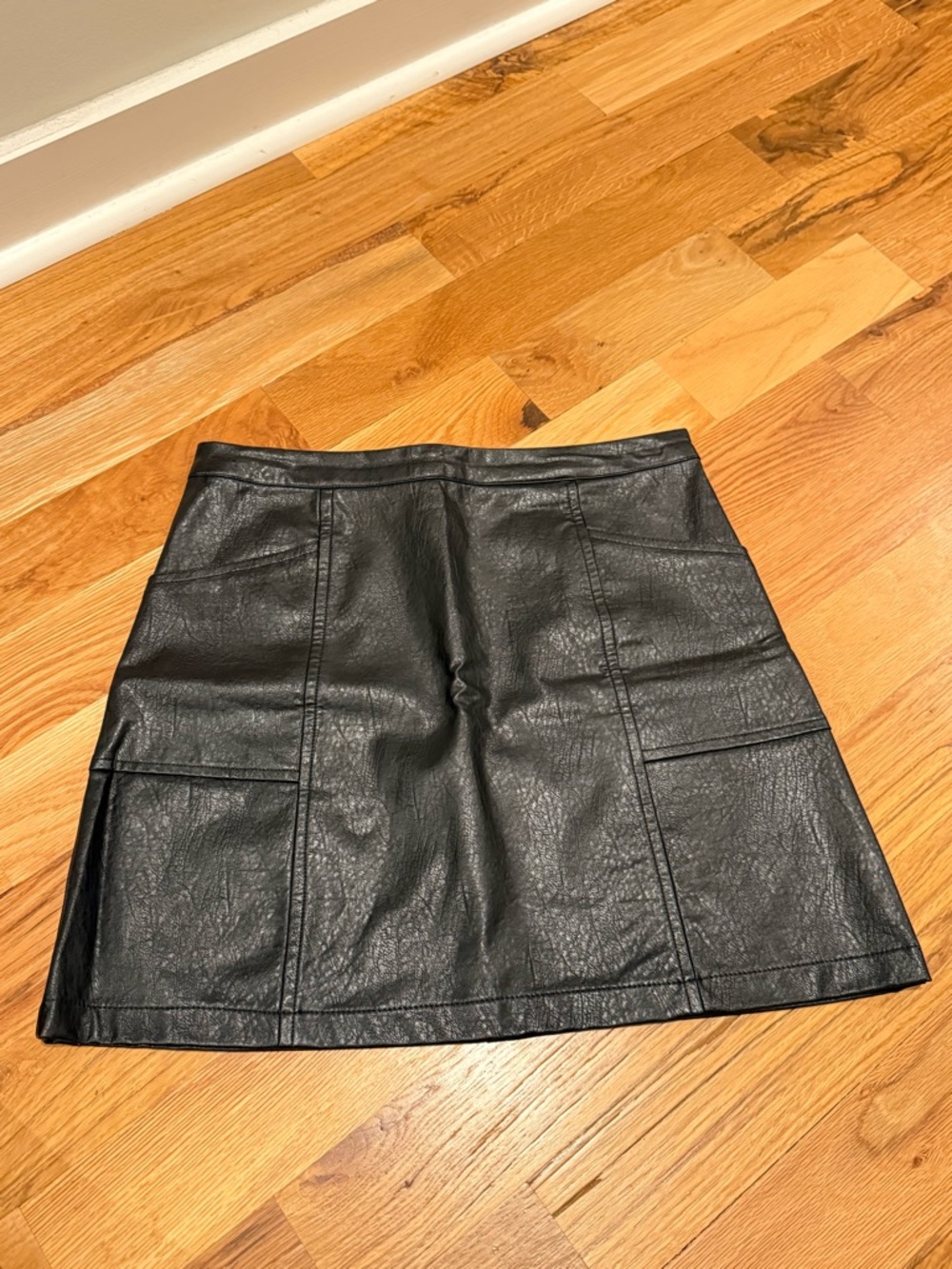 art class Black Faux Leather A-Line Mini Skirt